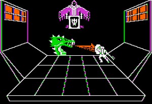 An in-game shot from Wings Out of Shadow for the Apple II