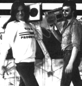 Tony (left) with Mark Harrison, seemingly promoting Ghetto Blaster.